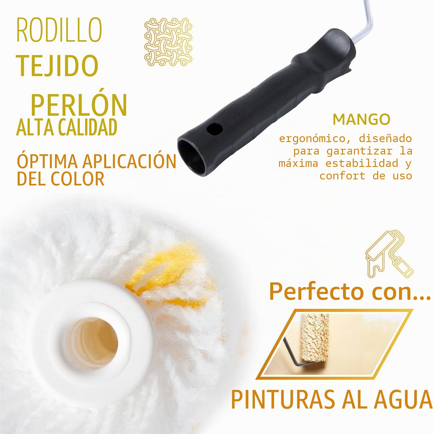 PENNELLIFICIO 2000 | Kit de 2 Rodillos con Bandeja y Retina para escurrir la Pintura, Cinta para enmascarar y Lona Protectora, Juego de Pintura, Pintura al Agua, Paredes Lisas, Cubo de 14 L - Made in