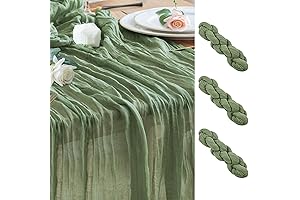 Wokceer Rustic Cheesecloth Sage Green Table Runner For Weddings