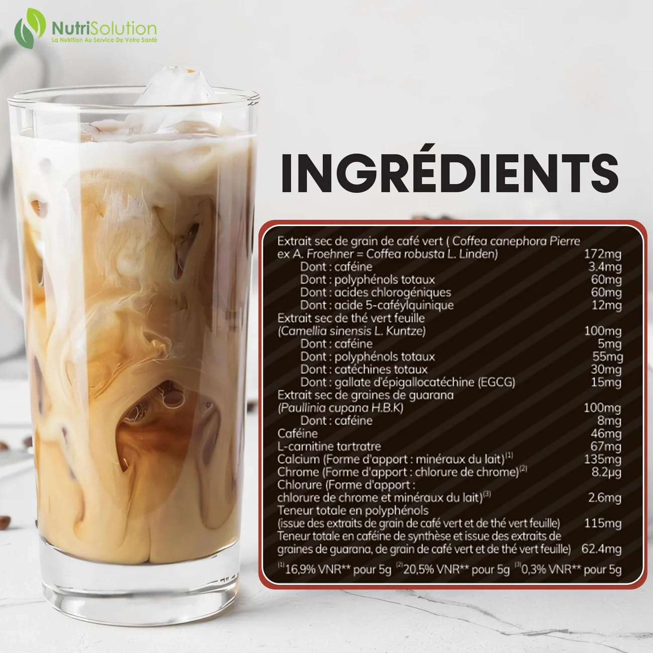 Brûleur Moka Nutrisolution Café Minceur Premium Brûle-Graisse Puissant 100% Ingrédients Naturels Végétarien Sans Gluten Sans OGM Fabriqué en France