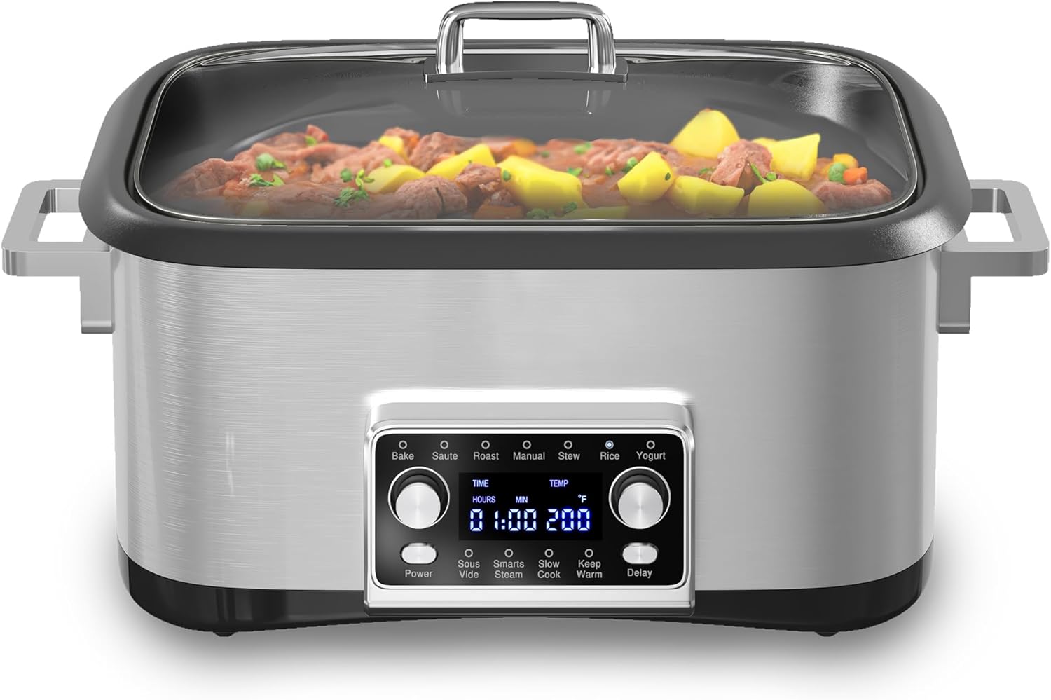 HEYNEMO 12-in-1 Programmable Slow Cooker, 8 Quart Slow Cooker with Timer, Temp Control and Auto Shut Off, Multi Cooker with Steaming Rack, Dishwasher-Safe Visual Glass Lid, Stainless Steel HEYNEMO 12-in-1 Programmable Slow Cooker, 8 Quart Slow Cooker with Timer, Temp Control and Auto Shut Off, Multi Cooker with Steaming Rack, Dishwasher-Safe Visual Glass Lid, Stainless Steel