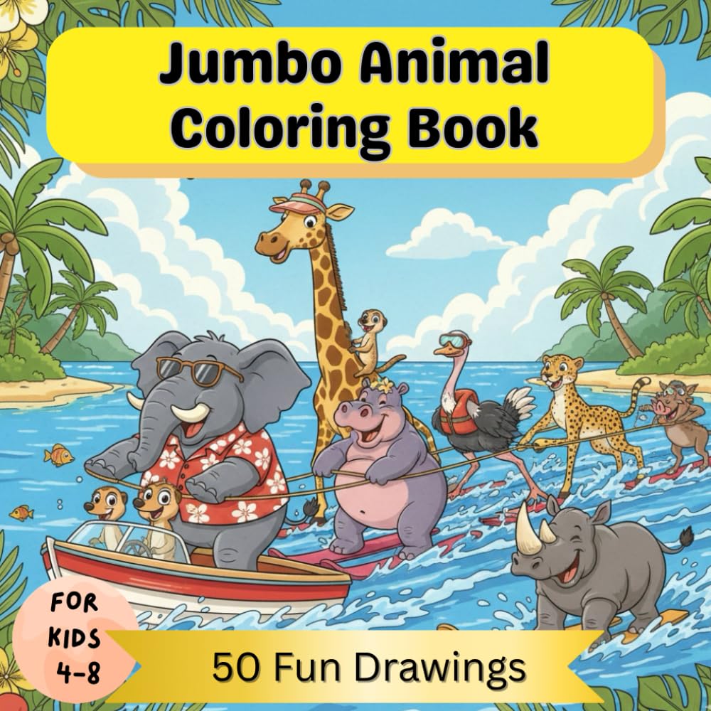 Jumbo Animal Coloring Book: 100 Big and Simple Large Print Design Pages (Animals At Play)
