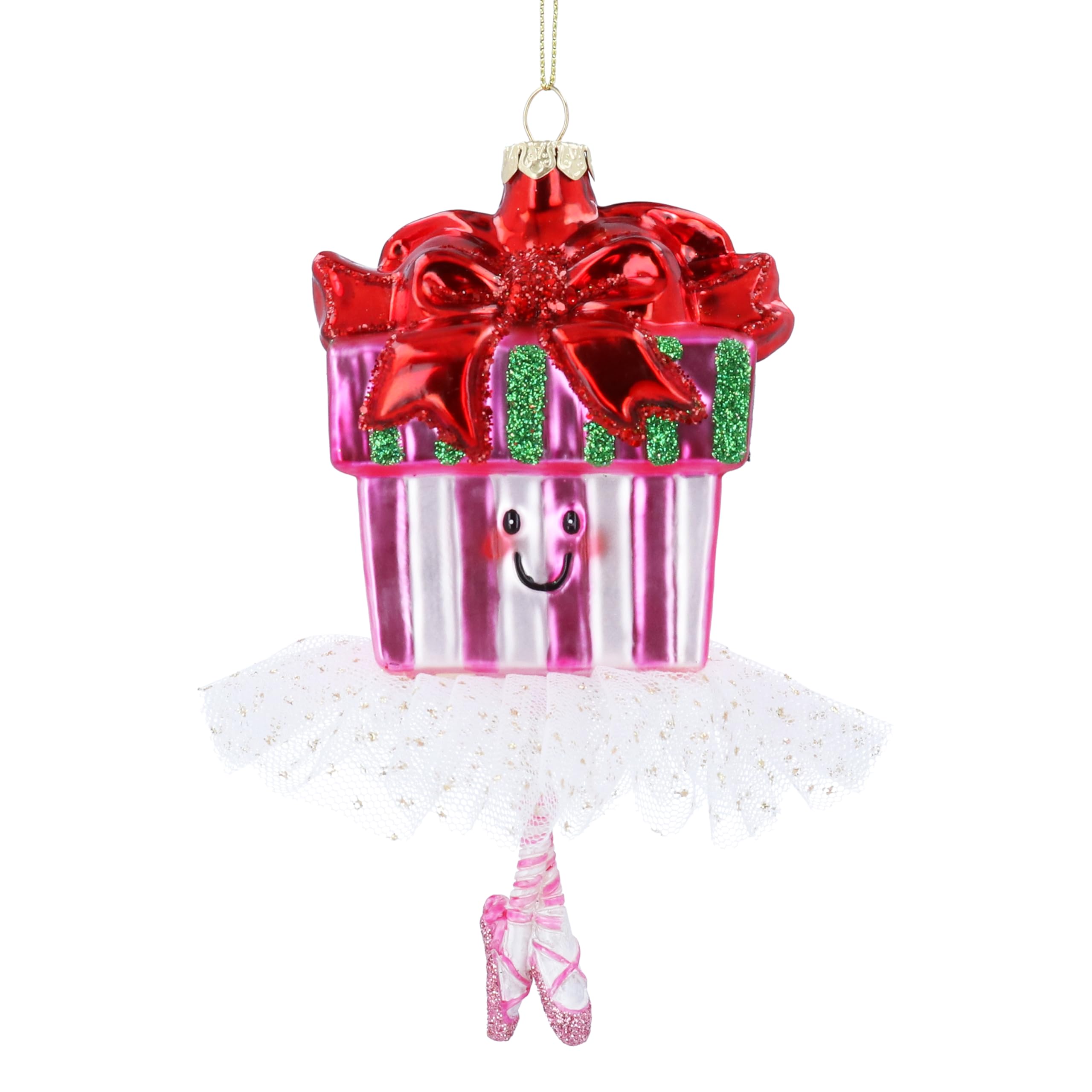 Gisela Graham Glass Gift In A Tutu Christmas Decoration