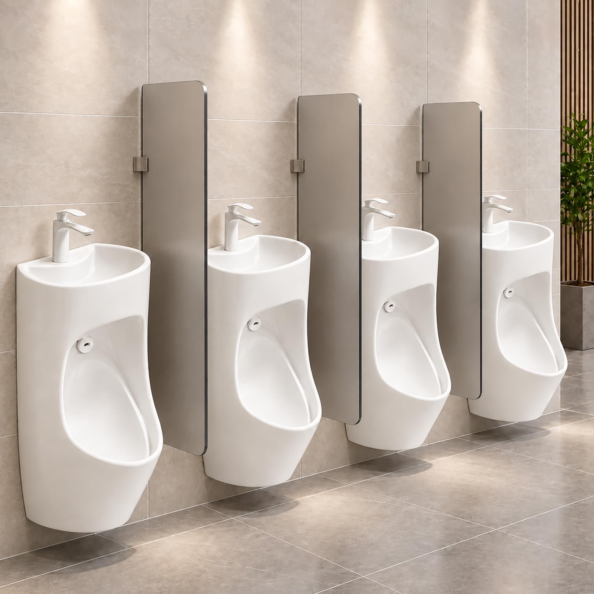 Urinario de Pared para Hombre con Lavabo y Grifo, Diseño Antisalpicaduras