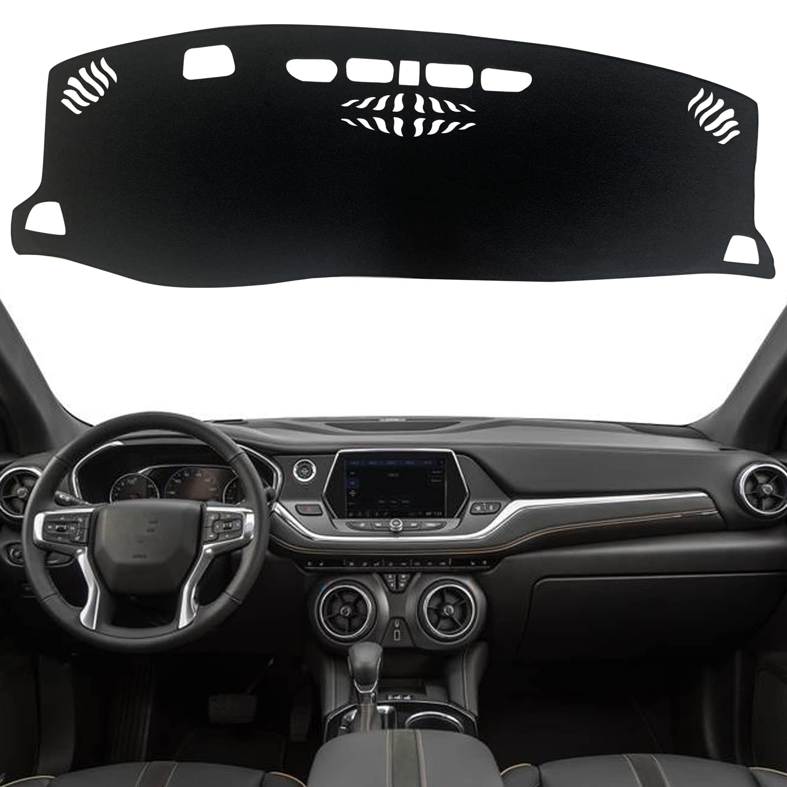 Dash Mat Cover Custom Interior Center Console Compatible with Chevrolet Blazer SUV 2019 2020 2021 2022 Dashboard mat Covers Internal Accessories (Black Trim)