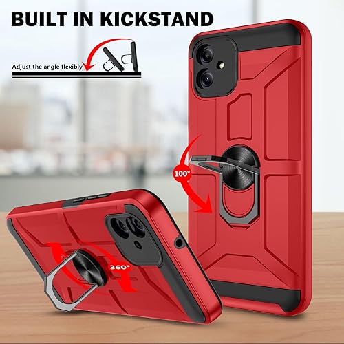 Miniatura 5 de Funda para Samsung Galaxy A04e, Galaxy A04e con 3 protectores de pantalla de vidrio templado, soporte de anillo integrado y soporte magnético para