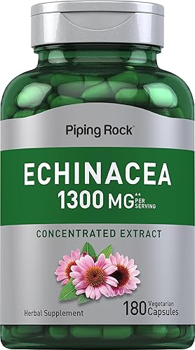 Piping Rock Cápsulas de extracto de equinácea de 1300 mg | 180 unidades | Suplemento de hierbas | Vegetariano, sin gluten, sin OMG