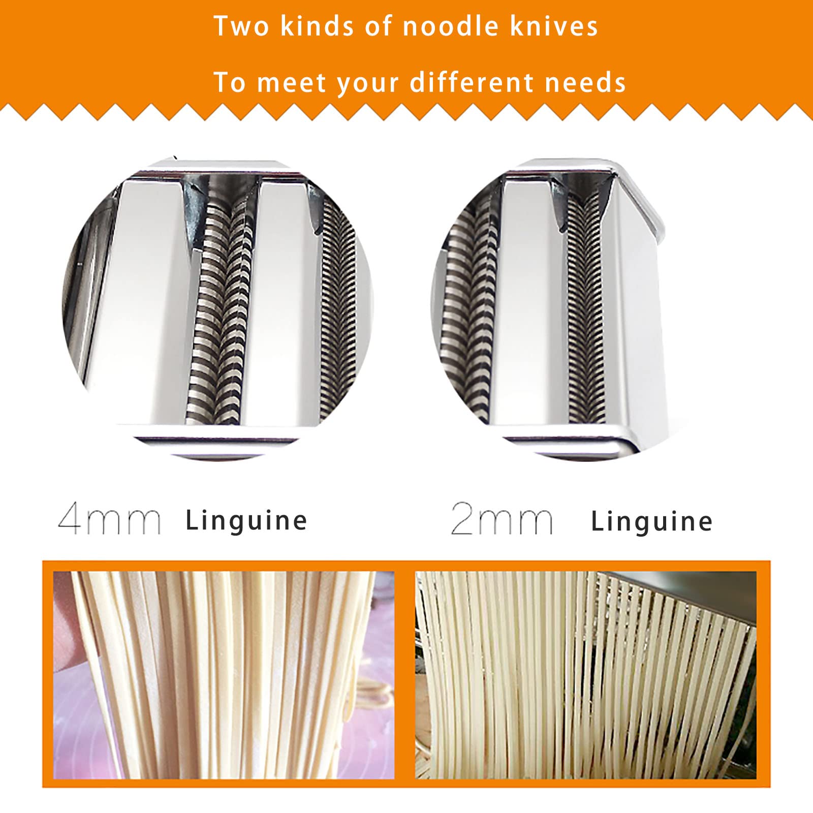 Máquina Manual para Hacer Pasta de Acero Inoxidable con ajustes de Espesor Ajustables Fideos con Abrazadera para Espagueti, fettuccini, lasaña o Pieles de Bolas de Masa hervida CAS