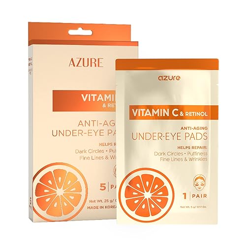AZURE - Almohadillas iluminadoras de vitamina C para debajo de los ojos, parches antienvejecimiento, elevación e hidratación, reduce las líneas