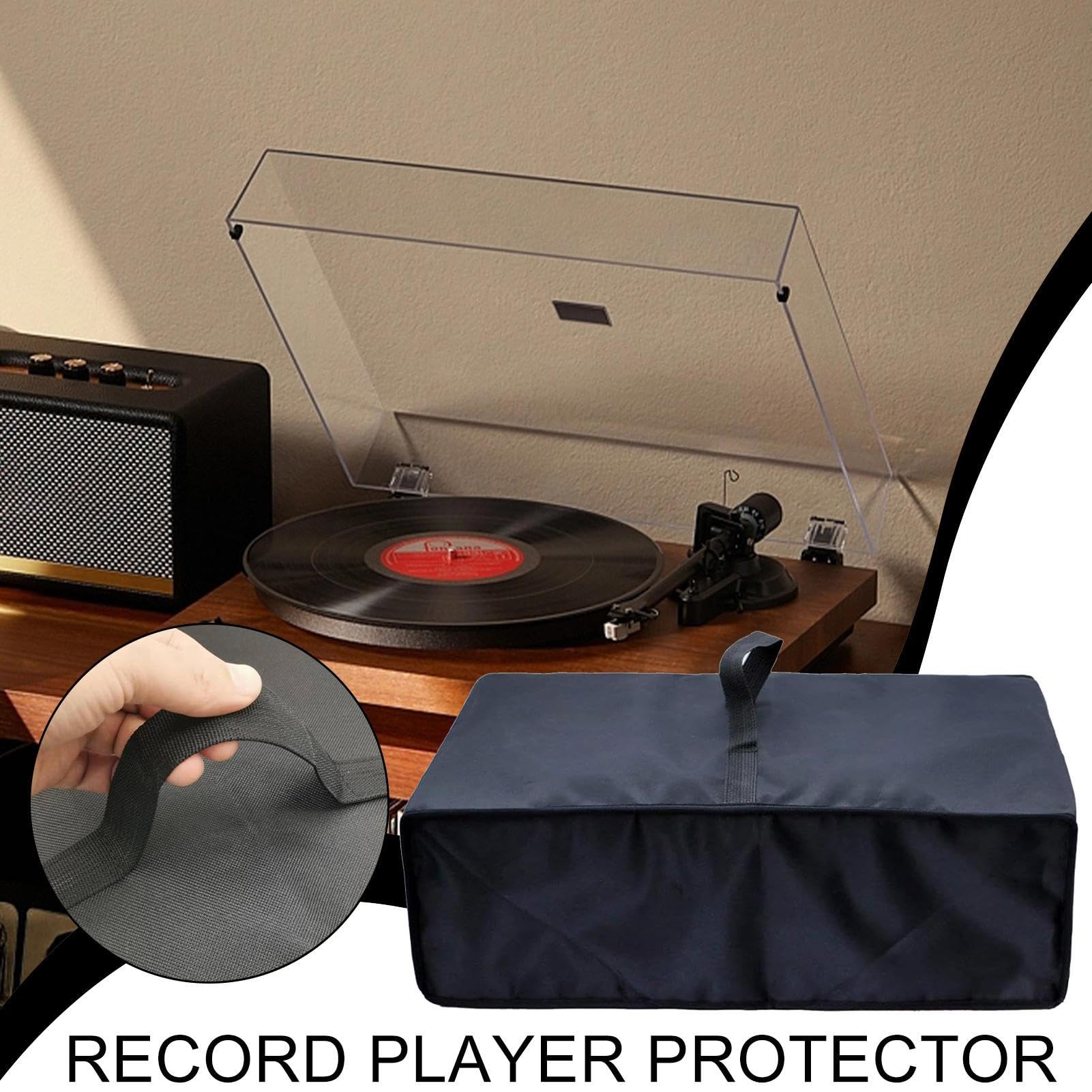 Cubierta de polvo de plato giratorio, cubierta de polvo de tocadiscos impermeable, protector de equipos musicales de oxford de tela amplio, protector de tocadiscos, tapa de tocadisc-os para hombres