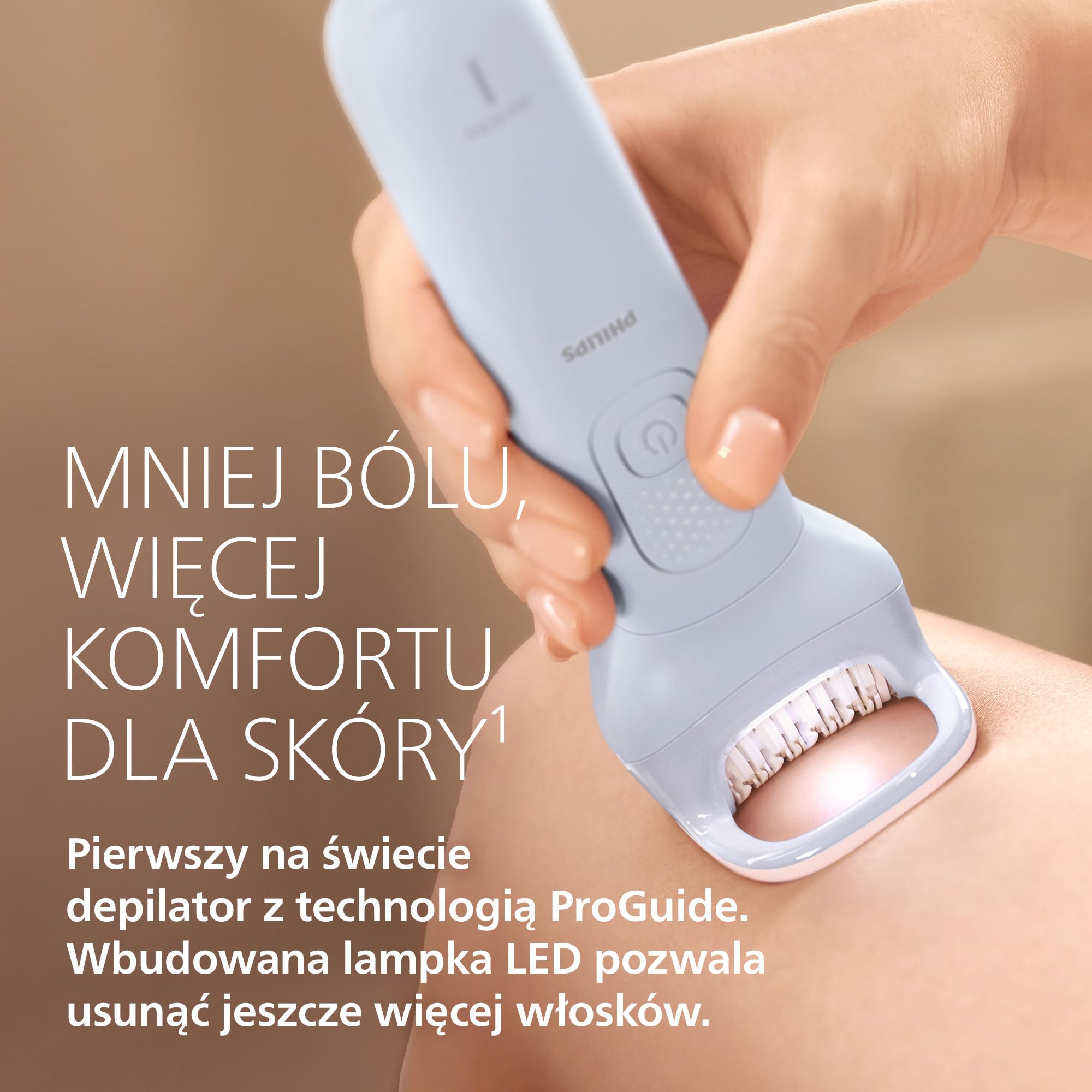 Philips Depilator z serii 8000 – bezprzewodowy depilator do użytku na mokro i na sucho, technologia ProGuide, 5 akcesoriów w zestawie, czas pracy do 60 minut, model BRE709/00