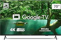 Smart TV Philips 70' 4K 70PUG7408/78, Google TV, Comando de Voz, Dolby Vision/Atmos, VRR/ALLM, Bluetooth