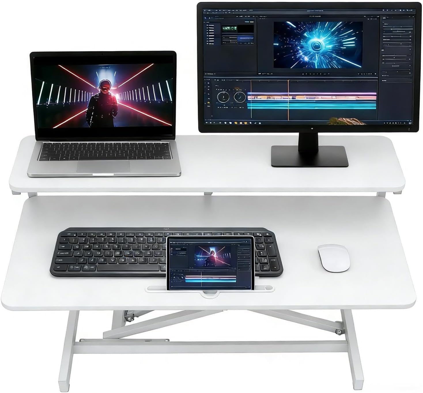 Supporto per scrivania regolabile in altezza, convertitore per doppio monitor da 37 pollici e laptop, postazione di lavoro