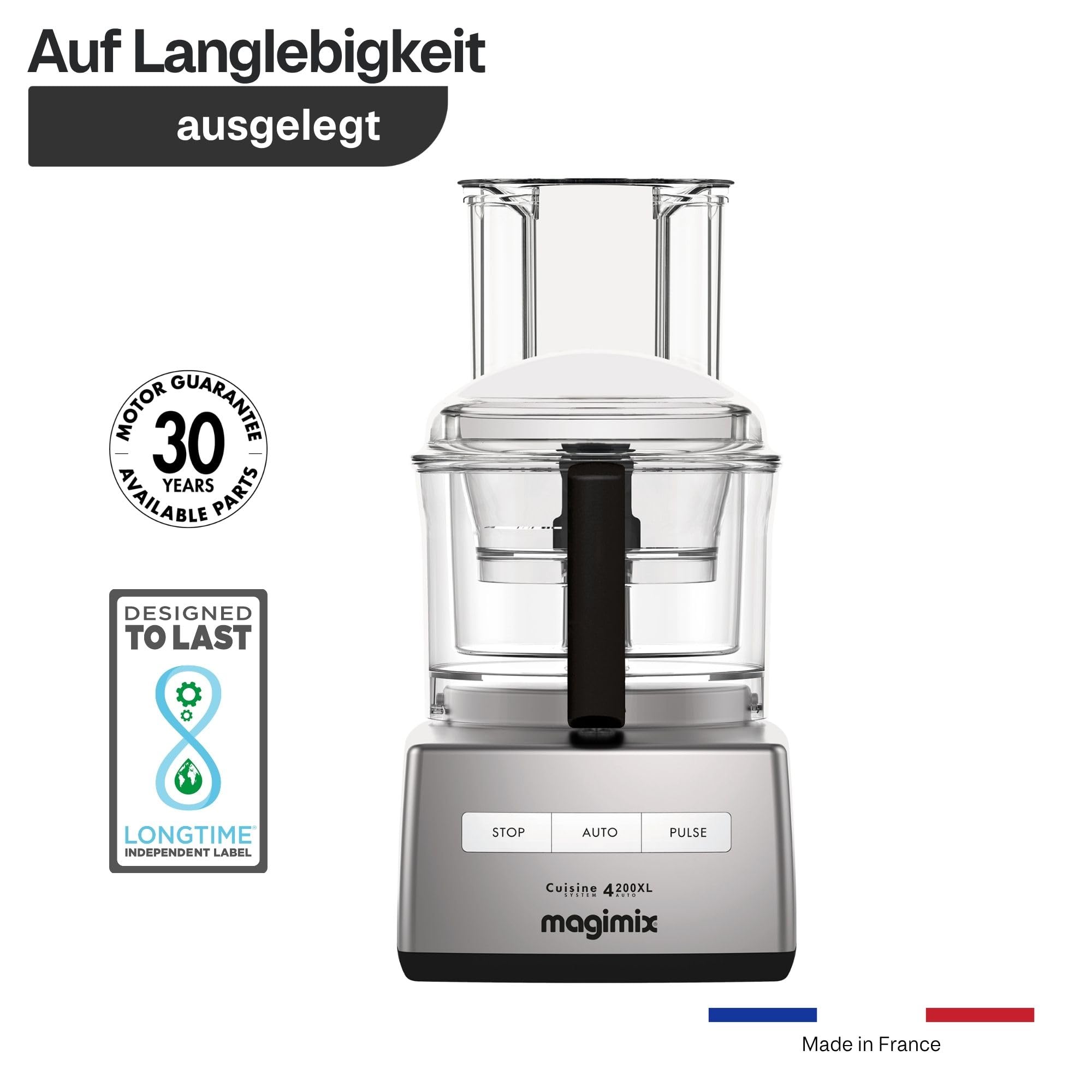 magimix Küchenmaschine - CS 4200XL - Multifunktionsprocessor für 1–6 Personen, Schneiden, Raspeln, Mixen, Kneten und Emulgieren, inkl. Zitruspresse - Chrom Matt
