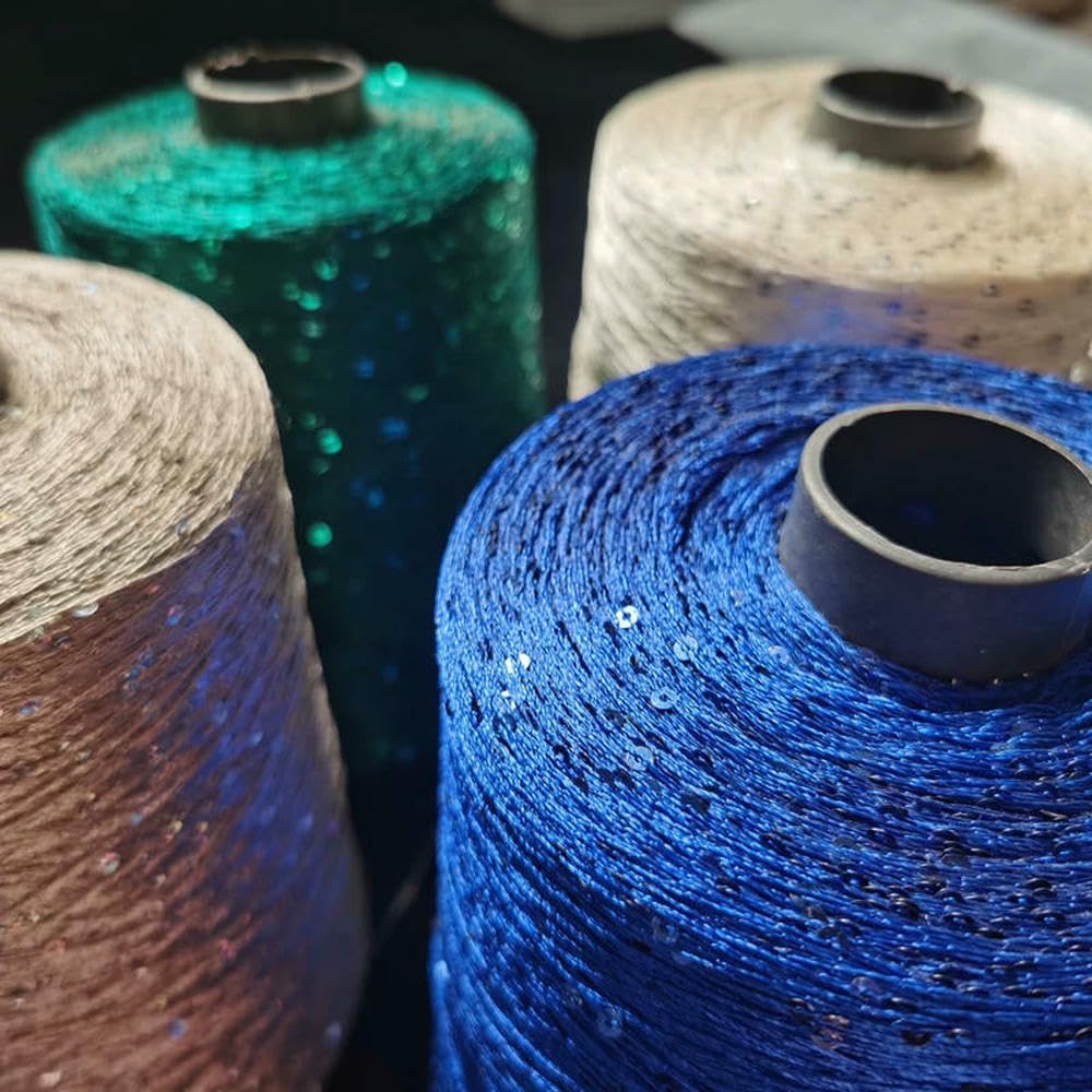 Filato di Paillettes di Seta ghiacciata Estiva da 500 g, Speciale Filato Mercerizzato Fai da Te, Paillettes da 2 mm, Filato per Maglieria a Mano, Filo per Maglieria per Maglioni di Bambole