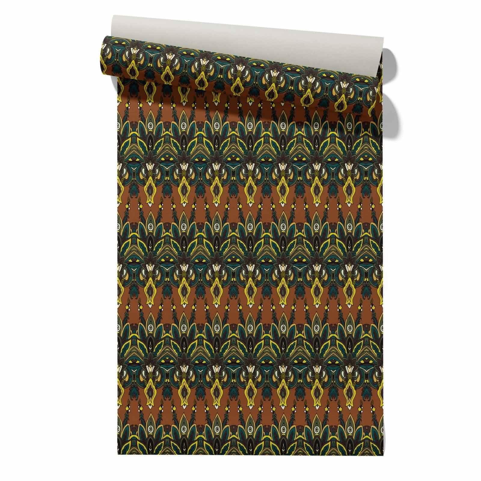 Cevan Style 14 Pvc Wallpaper Kitchen Drawer Liner Felt Retro Pattern Nationality Self Adhesive Japandi Covering Peel Stick Roll Removable Wallpaper For Kitchen Cabinets Shelves 45X500cm