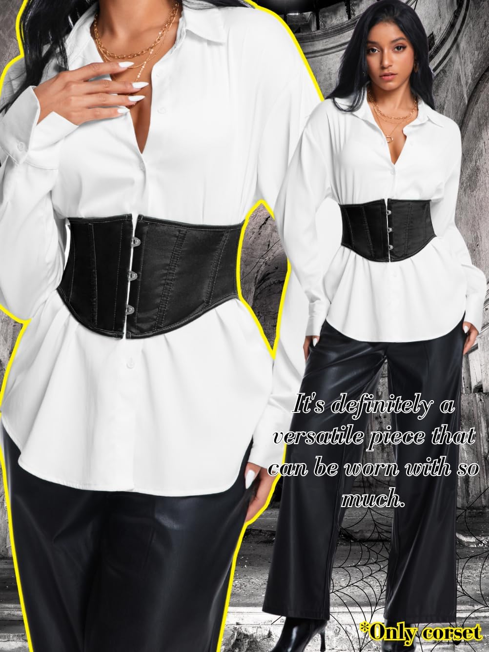 Women's Satin Underbust Corset Belt, Renaissance Elegant Waist Cincher, Front Hook & Lace-Up for Perfect Curves - Image 4