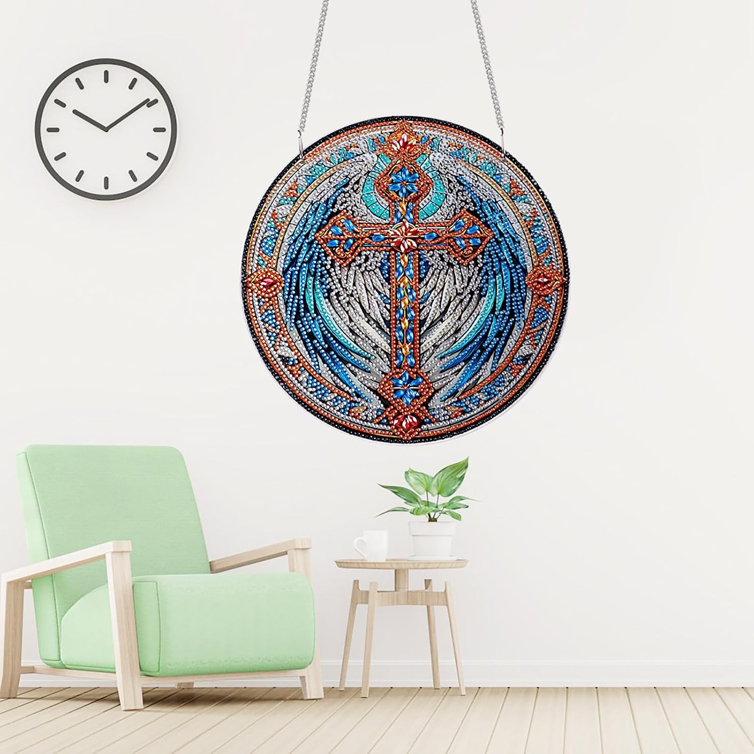 NQRSBUI DIY Hanging Diamond Art Kits for Adults, Cross Double Sided Diamond Art Painting Suncatchers Pendants, Crystal Gem Craft Painting Kit for Home Garden Wall Decor Gift (Cross) image 3