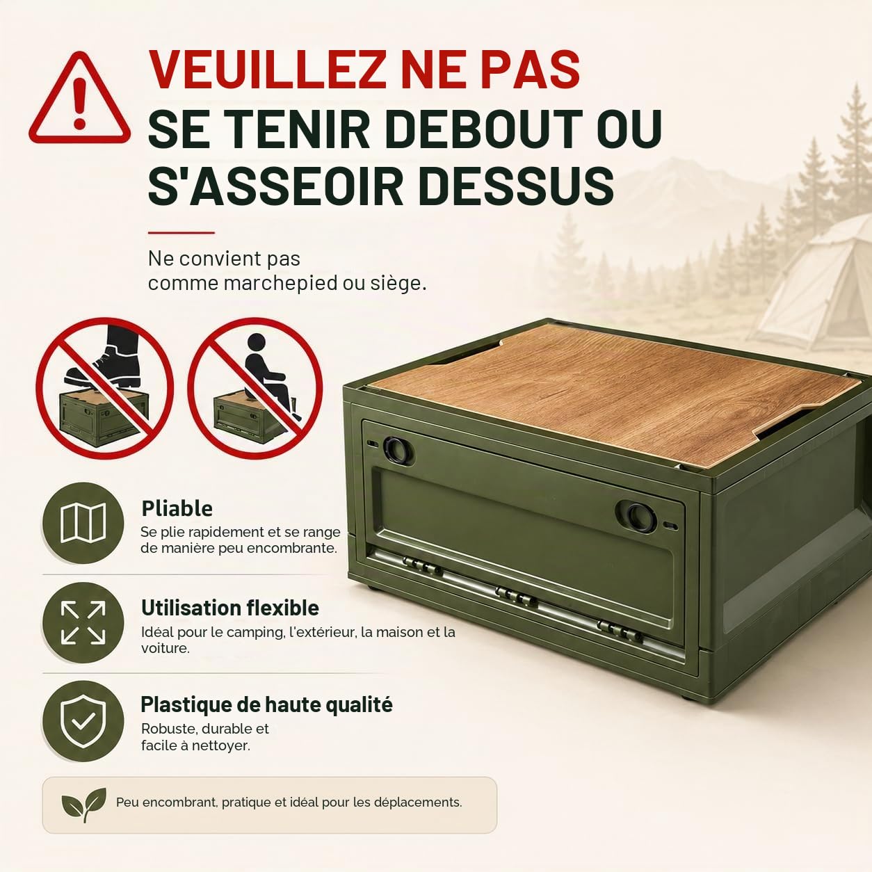 RMAN 38L Caisse de Rangement avec Couvercle Rangement Van Aménagé Vert | Plastique, Pliable, Empilable, Grande, Bac de Rangement, Roulettes, Camping, Coffre de Voiture, Maison