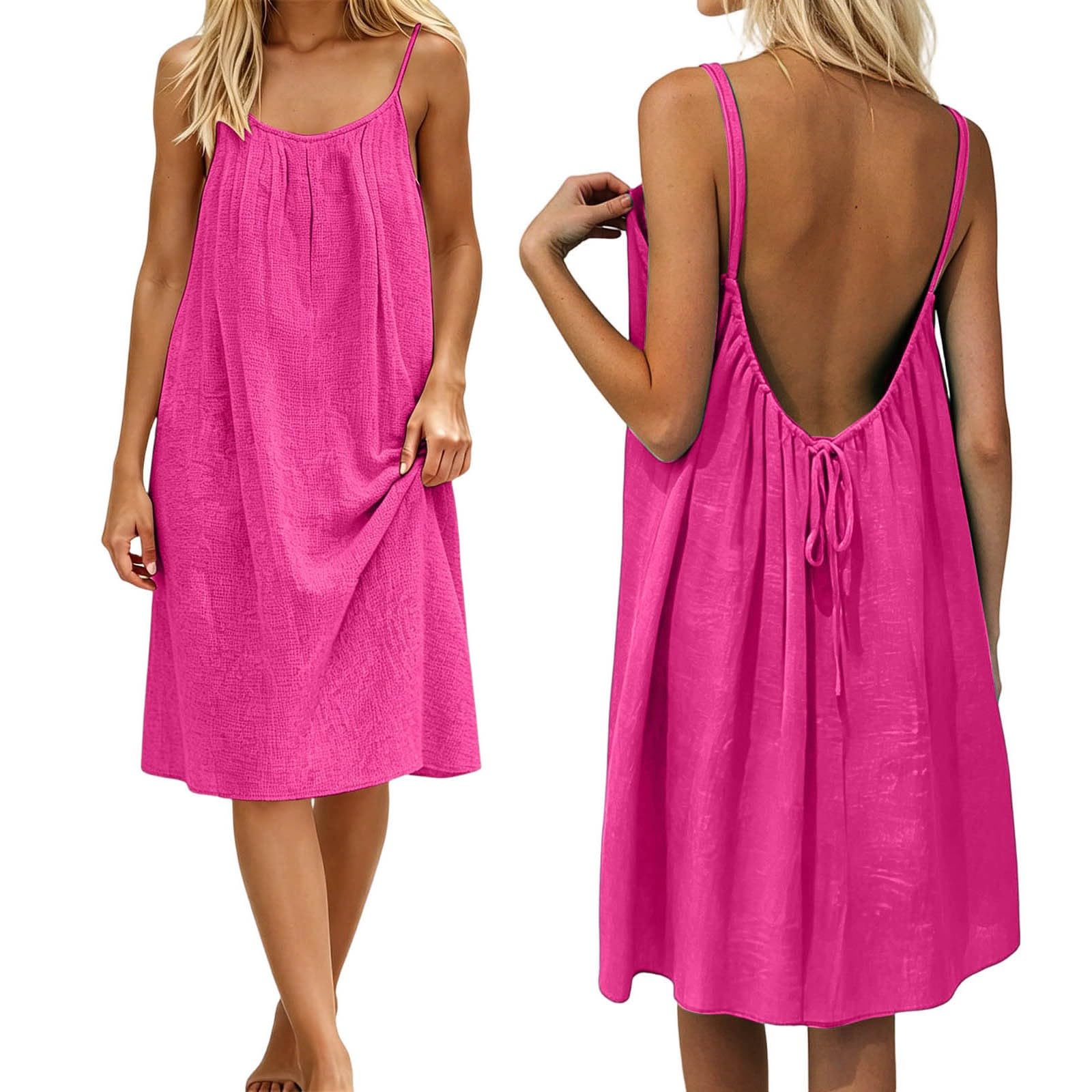 Robe courte décontractée fluide coupe ample dos nu été pour femme - 8