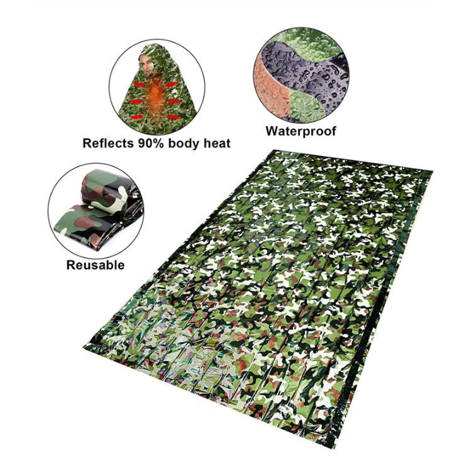 Survival Schlafsack, Notfall Thermo Survival Wetterfest Schlafen Notfall Rettungsdecke Wiederverwendbar mit Pfeife und versiegeltem Zylinder