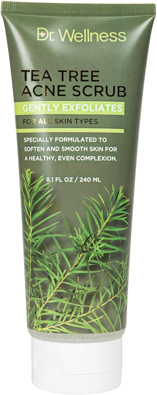 Dr. Wellness Skincare Collection- Acne Scrub, Exfoliating Face Scrub with Tea Tree, For All Skin Types, 8.1 Fl Oz