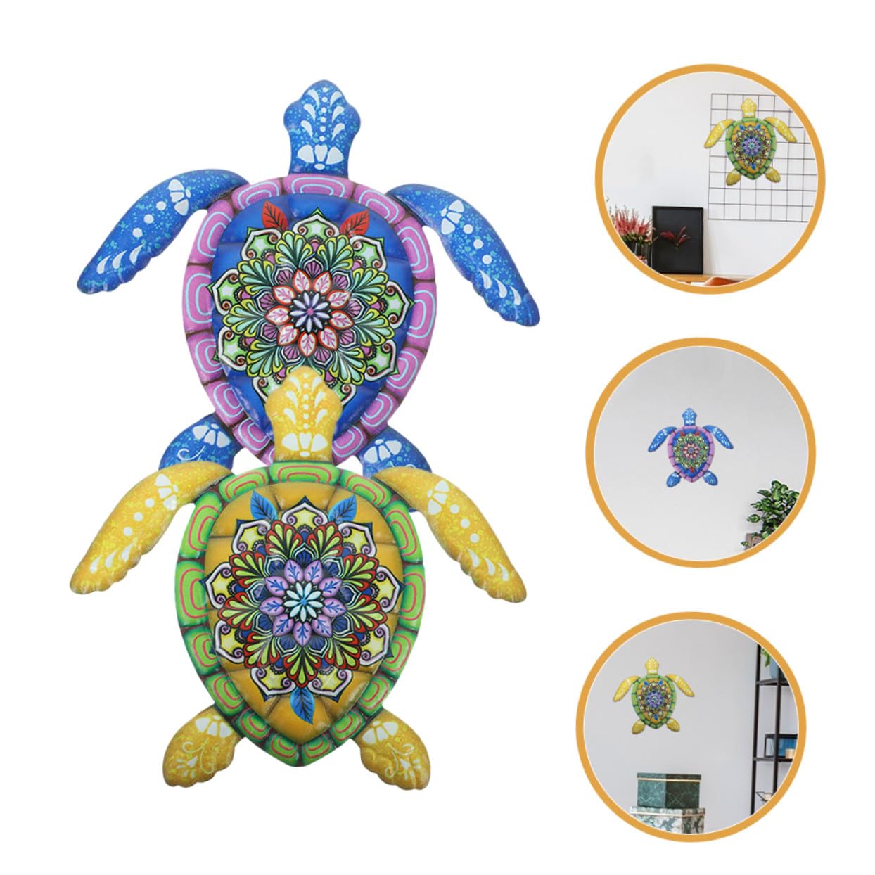 HOLIDYOYO Wandbehang Verblasst nicht Schildkrötenförmiger 2 Stück Rostbeständig aus Eisen Wandkunst und Dekorative für Garten und Wohnzimmer
