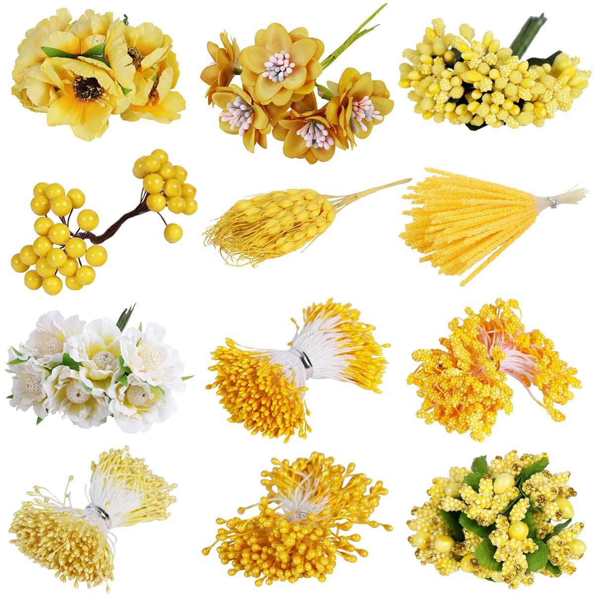 1000 Stück Mini-Blüten-Staubblätter Zum Basteln – Doppelkopf, Gelb, 2 Mm Für Hochzeit & Deko