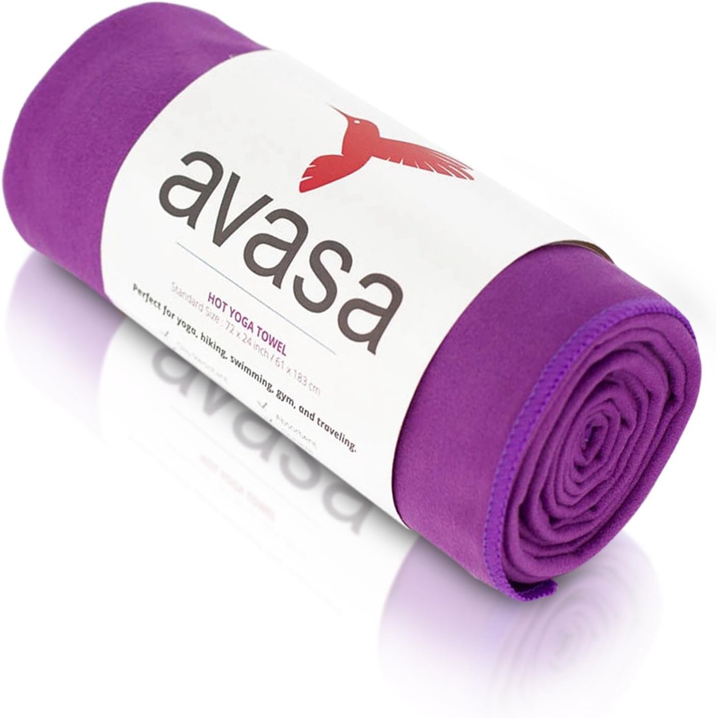 AVASA Bikram HOT Yoga Towel (24"x72") Microfiber, Skidless, Non Slip, Absorbent, Light Weight - Standard Yoga Mat Size. Perfect for Bikram, Vinyasa Yoga, Pilates, Exercise, and Outdoors