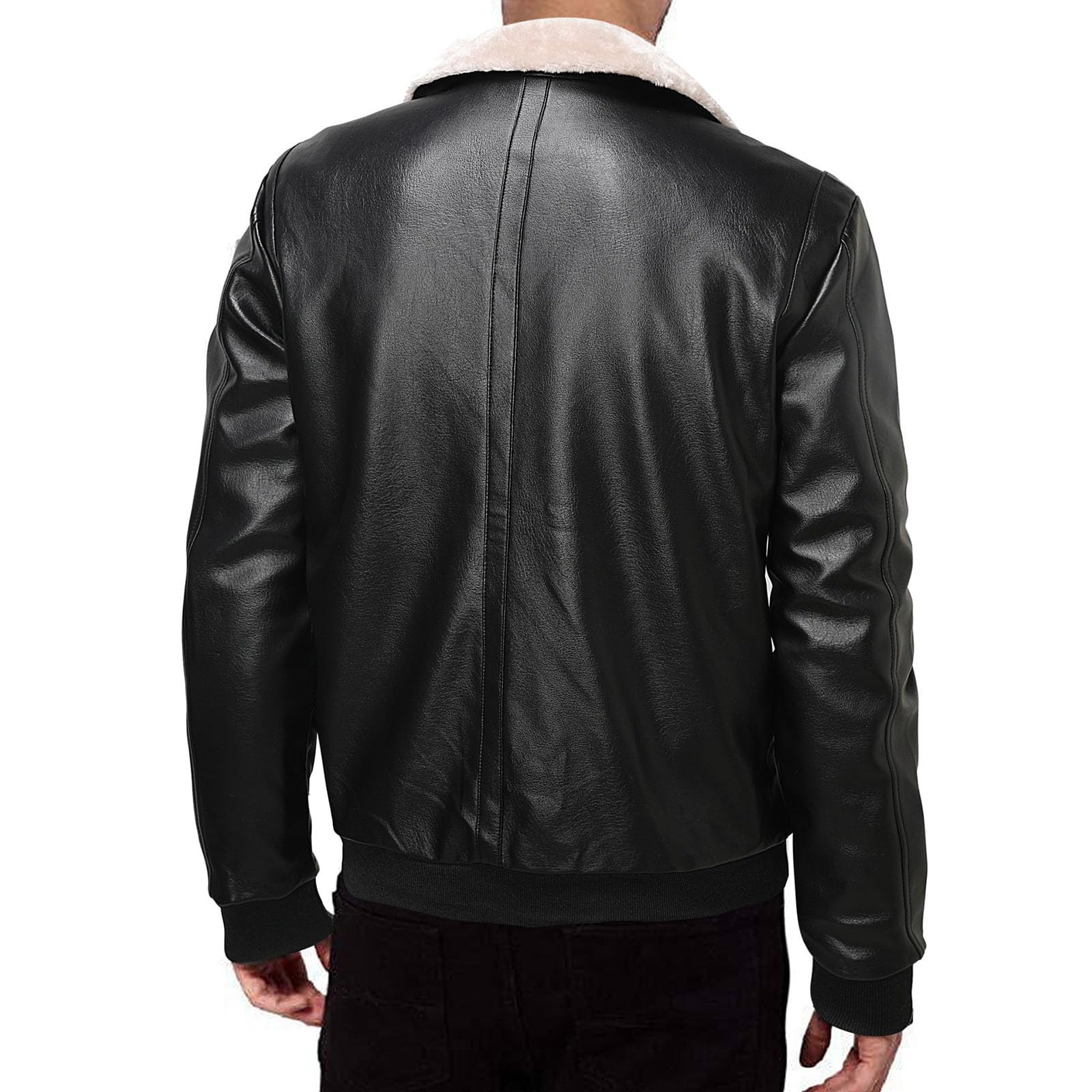 Chaqueta de forro acolchada para hombre de piel sintética cálida con cremallera de motocicleta casual clásica chaqueta de cuero