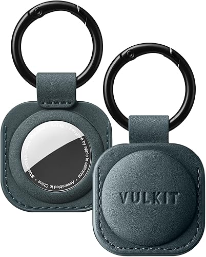 VULKIT Llavero compatible con Apple AirTag Funda protectora de piel AirTag con soporte para llavero AirTag Accesorios para llave o estocada (azul