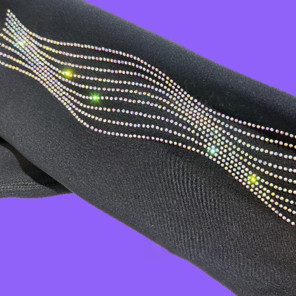 Pantaloni da allenamento per pattinaggio artistico, interno in caldo pile, ad alta compressione, per bambini e adulti, colore nero