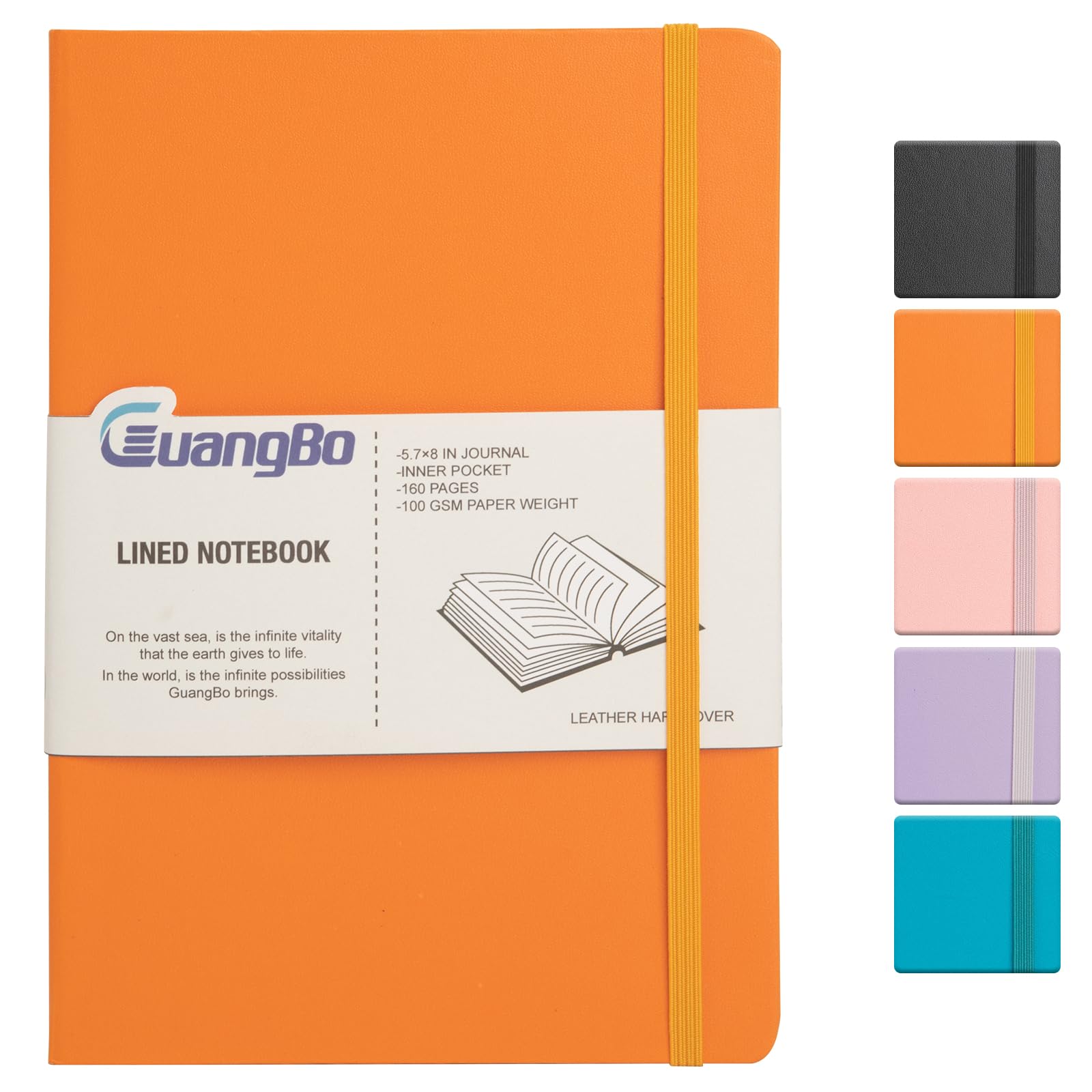 GUANGBO Lined Journal Notebook for Work with 160 Pages, 5.6" x 8" Hardcover Notebooks Journals Medium Size for Writing Women Men