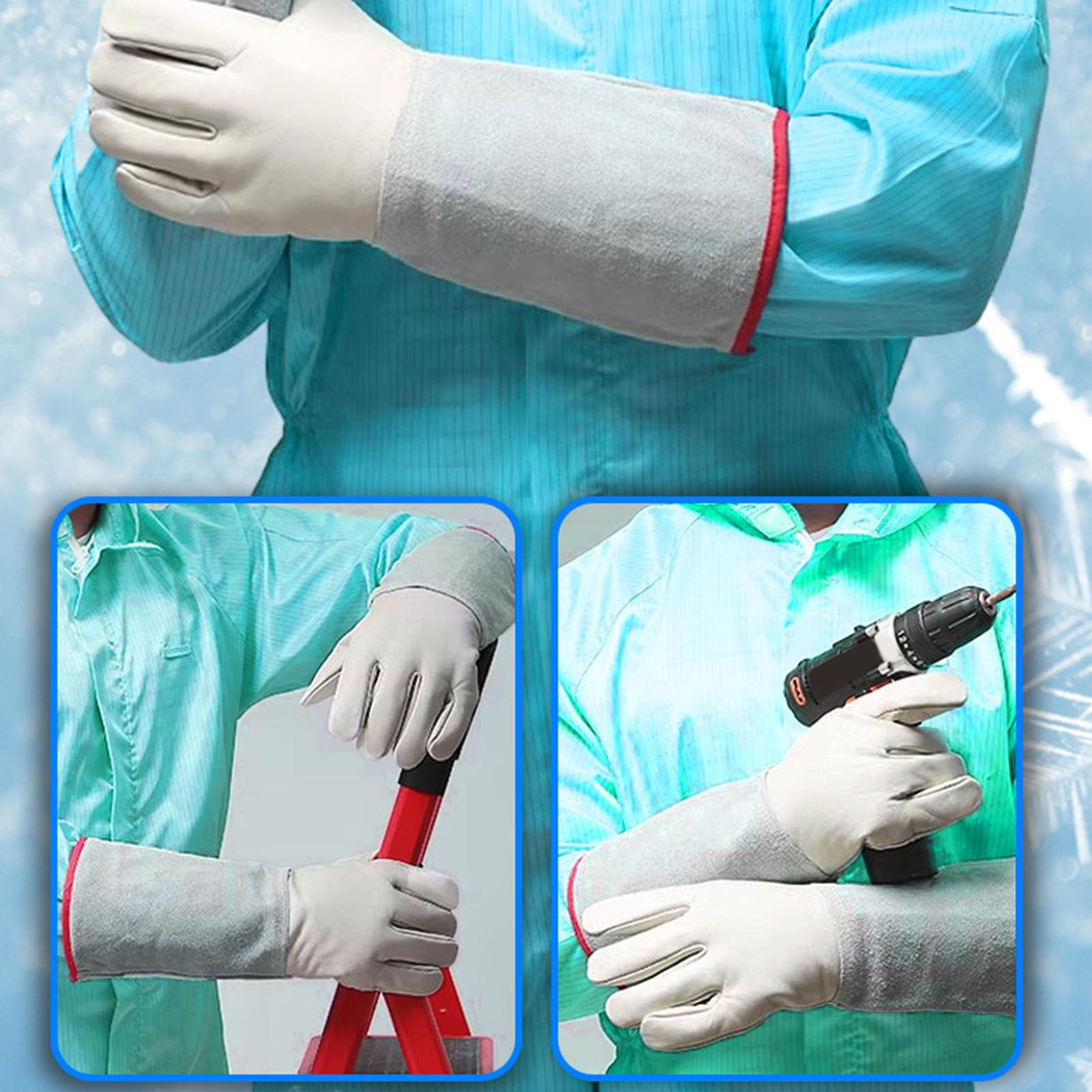 Guantes Anticongelantes, Guantes Protectores de Nitrógeno Líquido a Baja Temperatura, Guantes Congelados de Seguridad para Almacenamiento en Frío, Guantes de Trabajo de Invierno