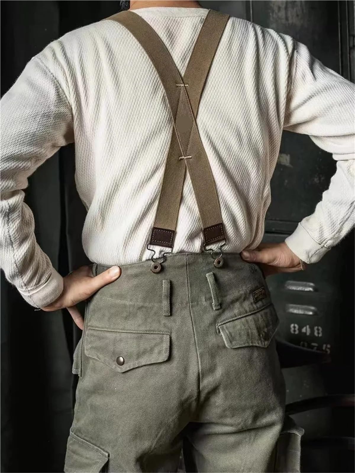 Tirantes para Hombre Tirantes con espalda en X, ajustables, elásticos, botones los extremos for hombre Para ocasiones formales(Dark green)