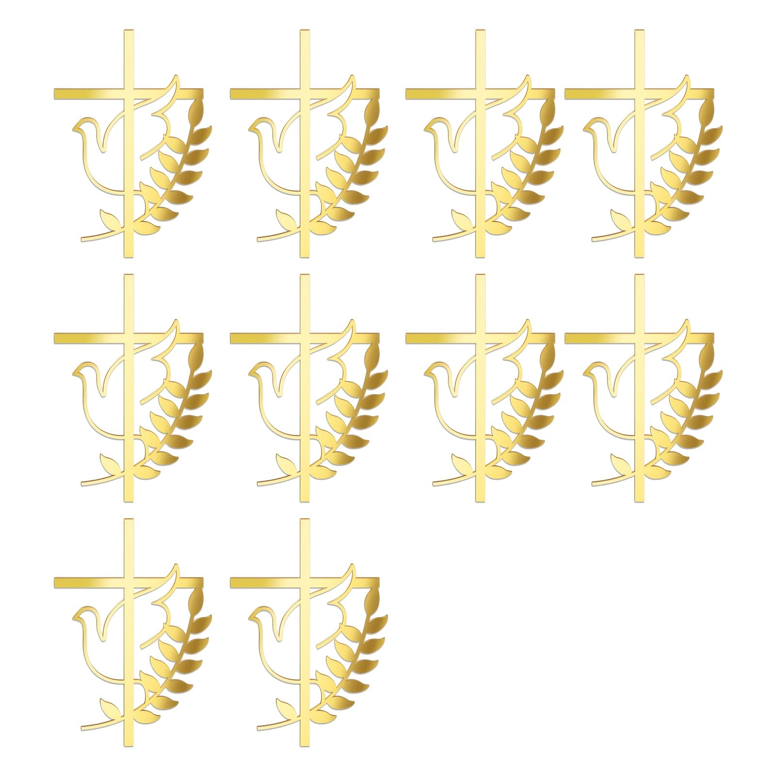 Tsophreniq 10pcs Waterproof Crossed and Doves Cake Decoration for Religious Event Decorative Cake Insert Wedding Party Supplies Spiritual Celebration Decoration