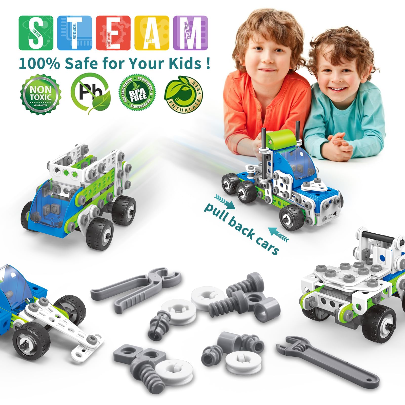 Engineering Kits For Kids 170 Pcs Building Toys For Kids Ages 4-8 With ...