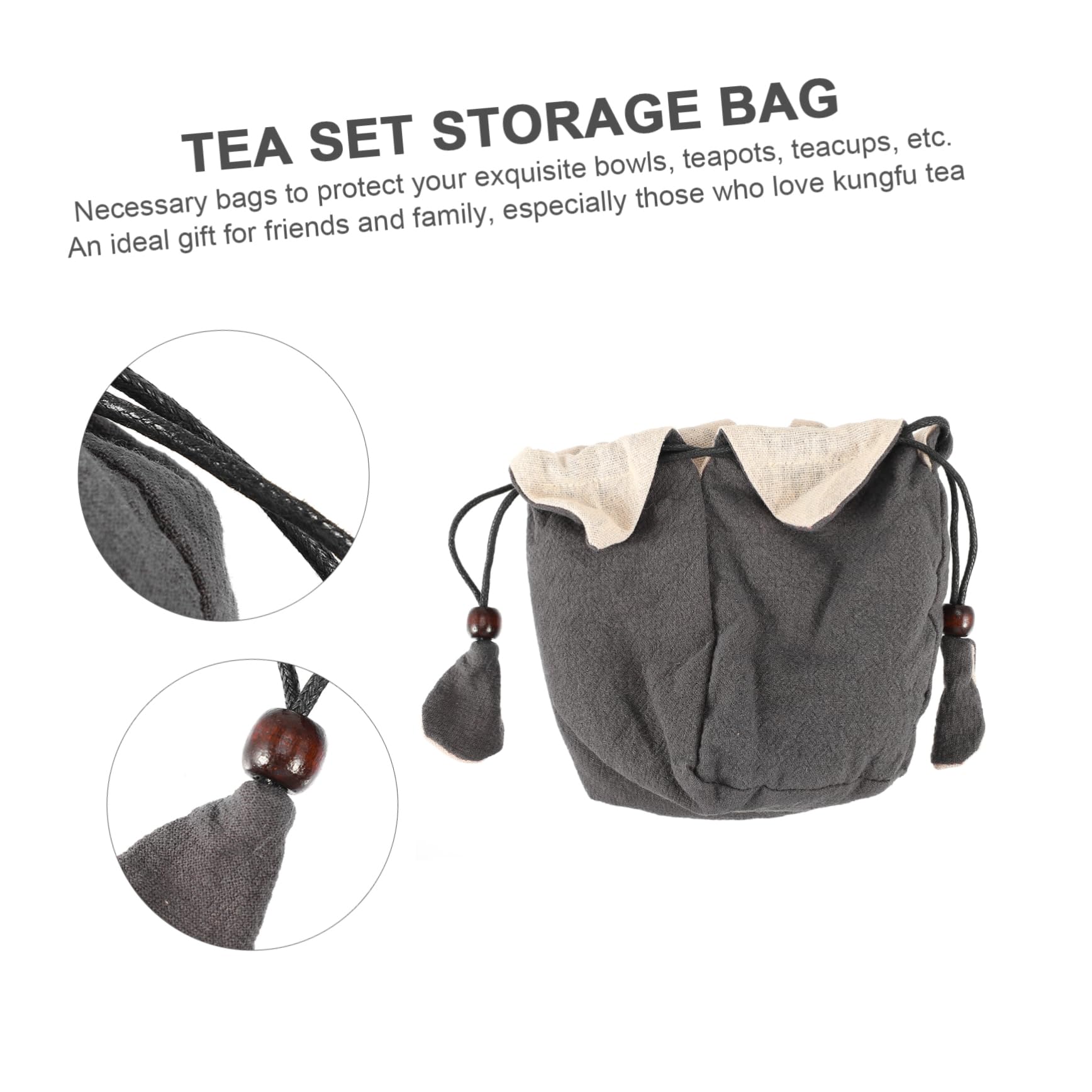 Garneck Teapot Bag Cotton Linen Easy to Carry Tea Set Storage Pouch for Travel Present