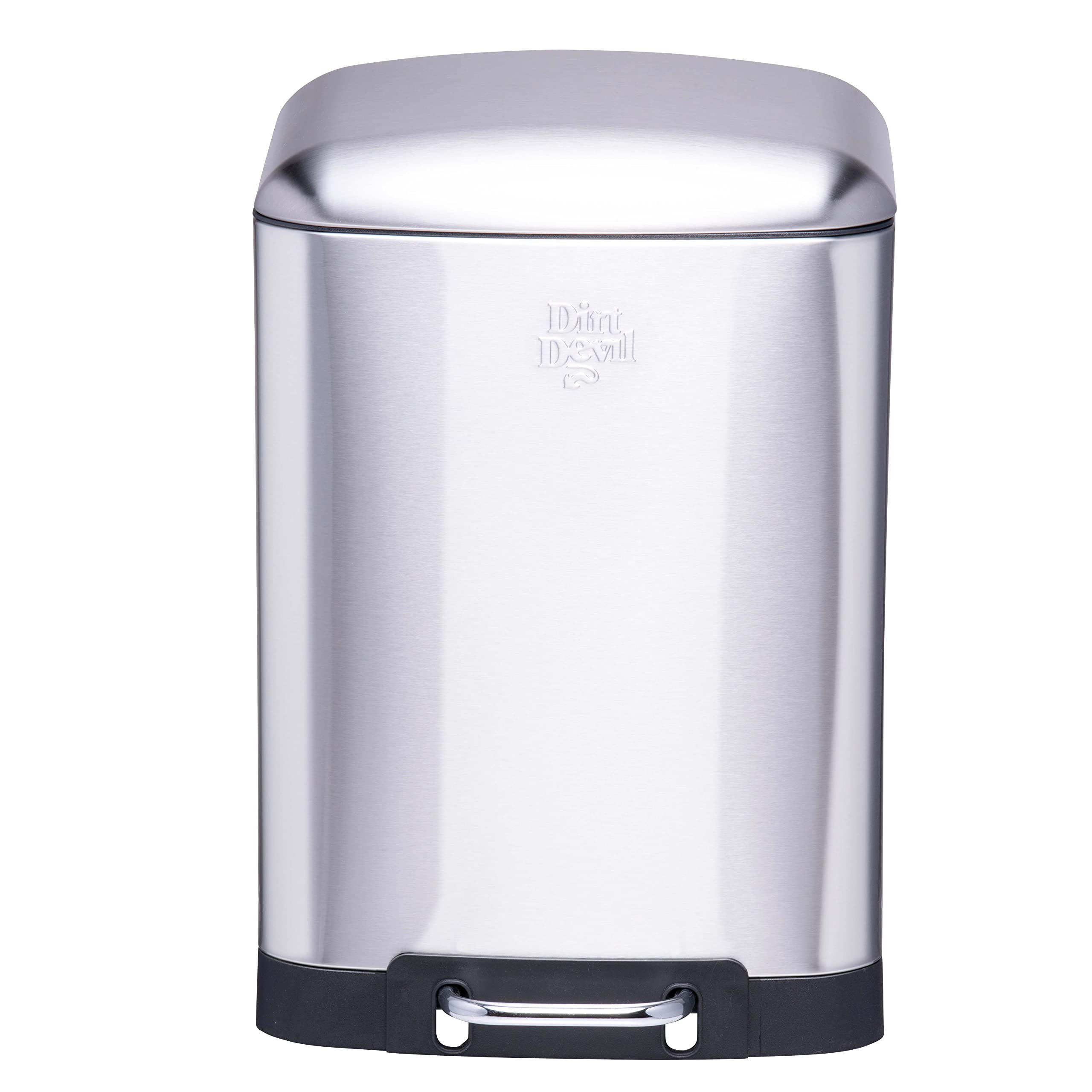 Dirt Devil Pattumiera a pedale, 12 l, con chiusura morbida, in acciaio inossidabile, cestino interno rimovibile, 27,2 x 25,5 x 40,2 cm, colore: argento