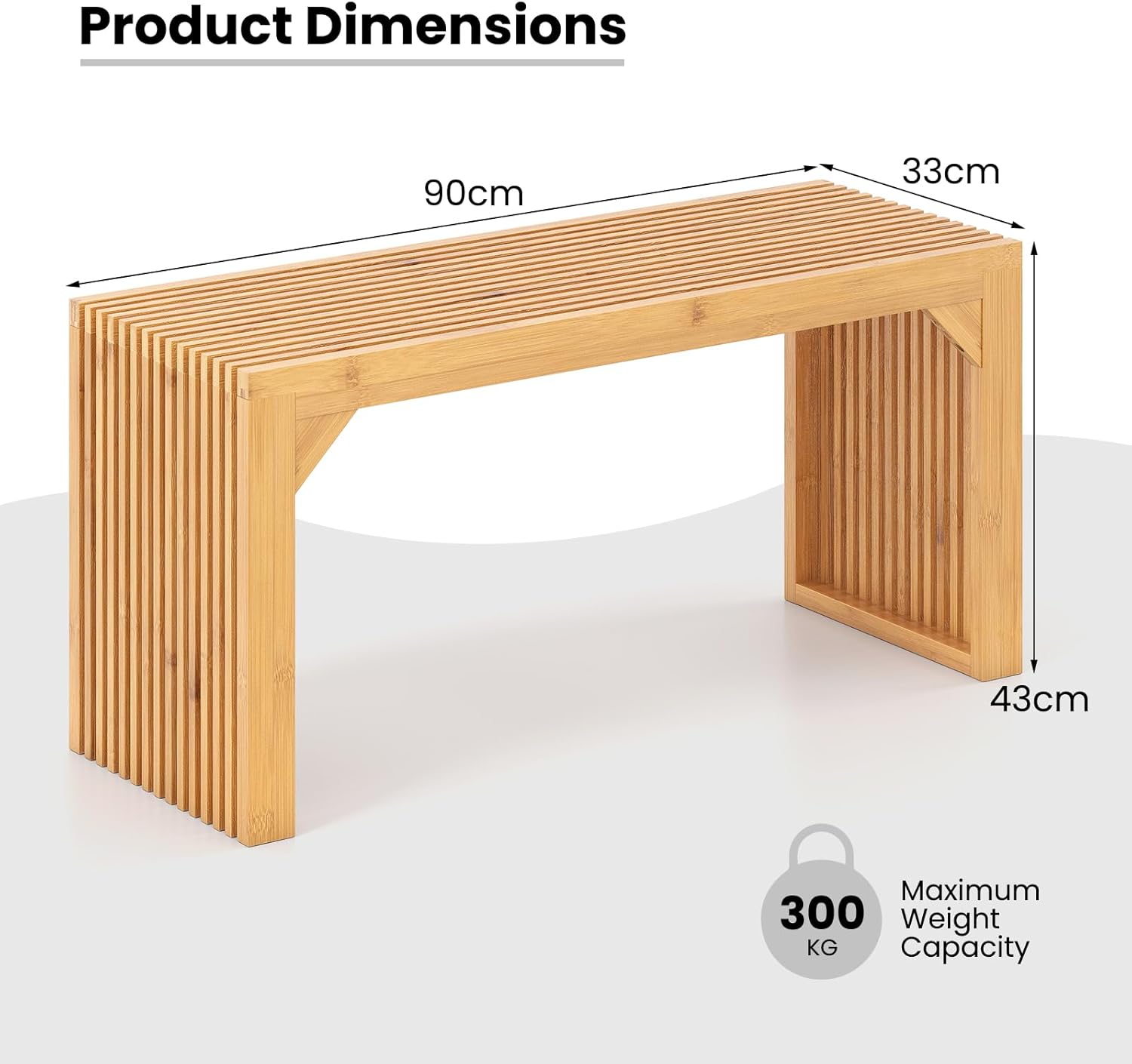 Giantex Bamboo Dining Bench, 90CM Long Entryway Bench, Indoor Outdoor Solid Wood Bench, Farmhouse Modern Seating Furniture for Dining Living Room Kitchen Bedroom Bathroom Hallway Front Door End of Bed