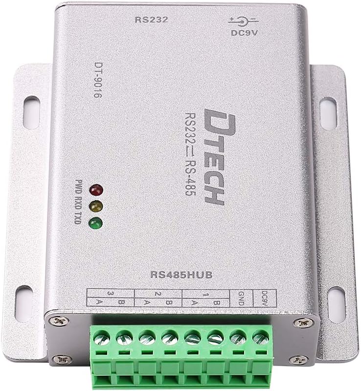 Industrial Grade RS232 to RS485 Serial Converter 3 Channel RS-485 Expansion Hub with 600W Surge Protection TX RX LEDs Power Adapter Terminal Block