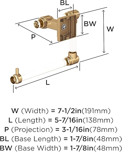 Vista 158 de Amerock BH36062CG10 - Toallero de mano Glacio de 5-7/16 pulgadas de longitud para pared de baño y cocina pequeña, accesorios de baño Transparente
