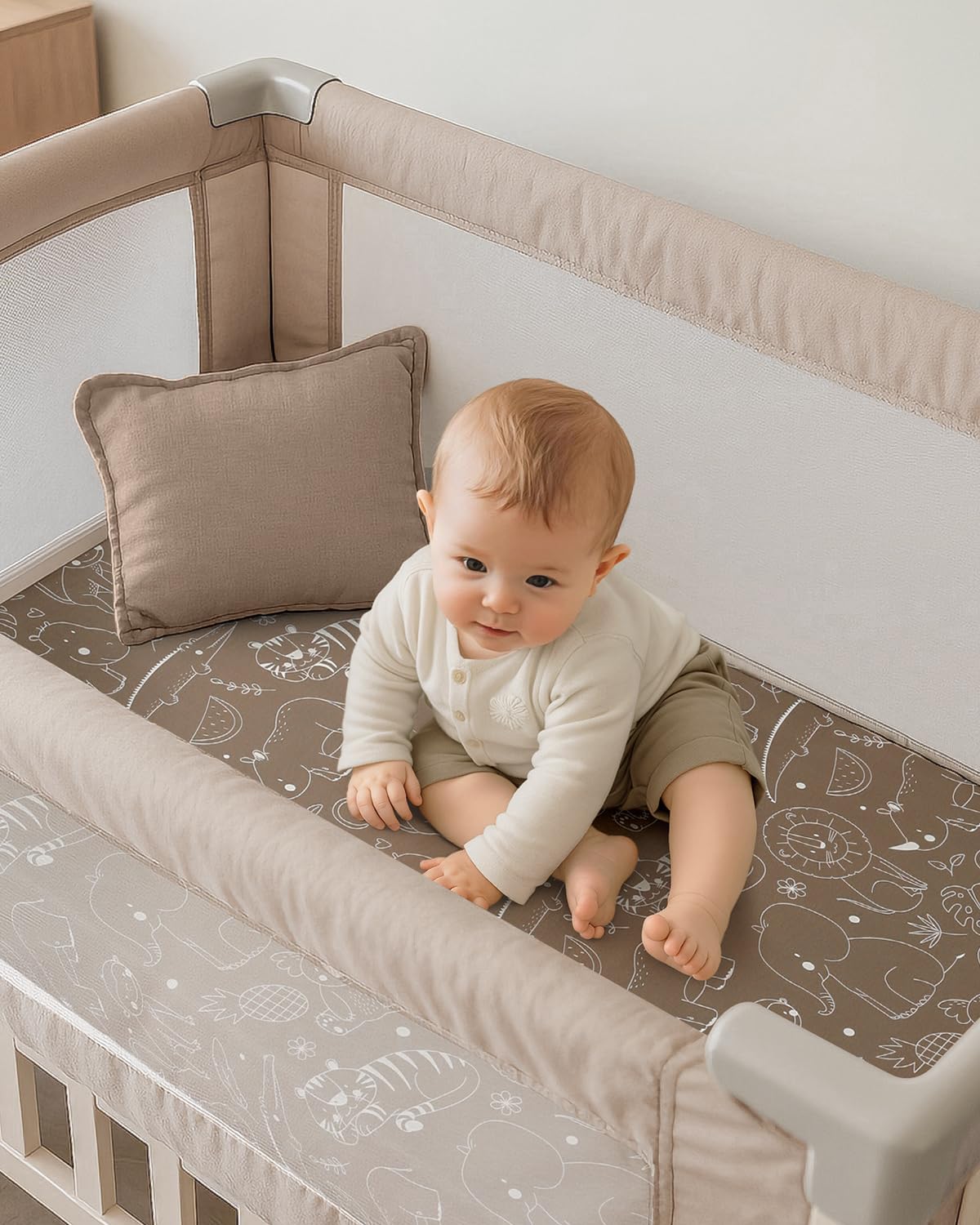 Pack and Play Sheets Fitted, Mini Crib Sheets 2-Pack for Pack N Play Mattress, Stretchy Playpen Sheet for Boys Girls, Softness and Breathable, 38" x 26" - Image 2