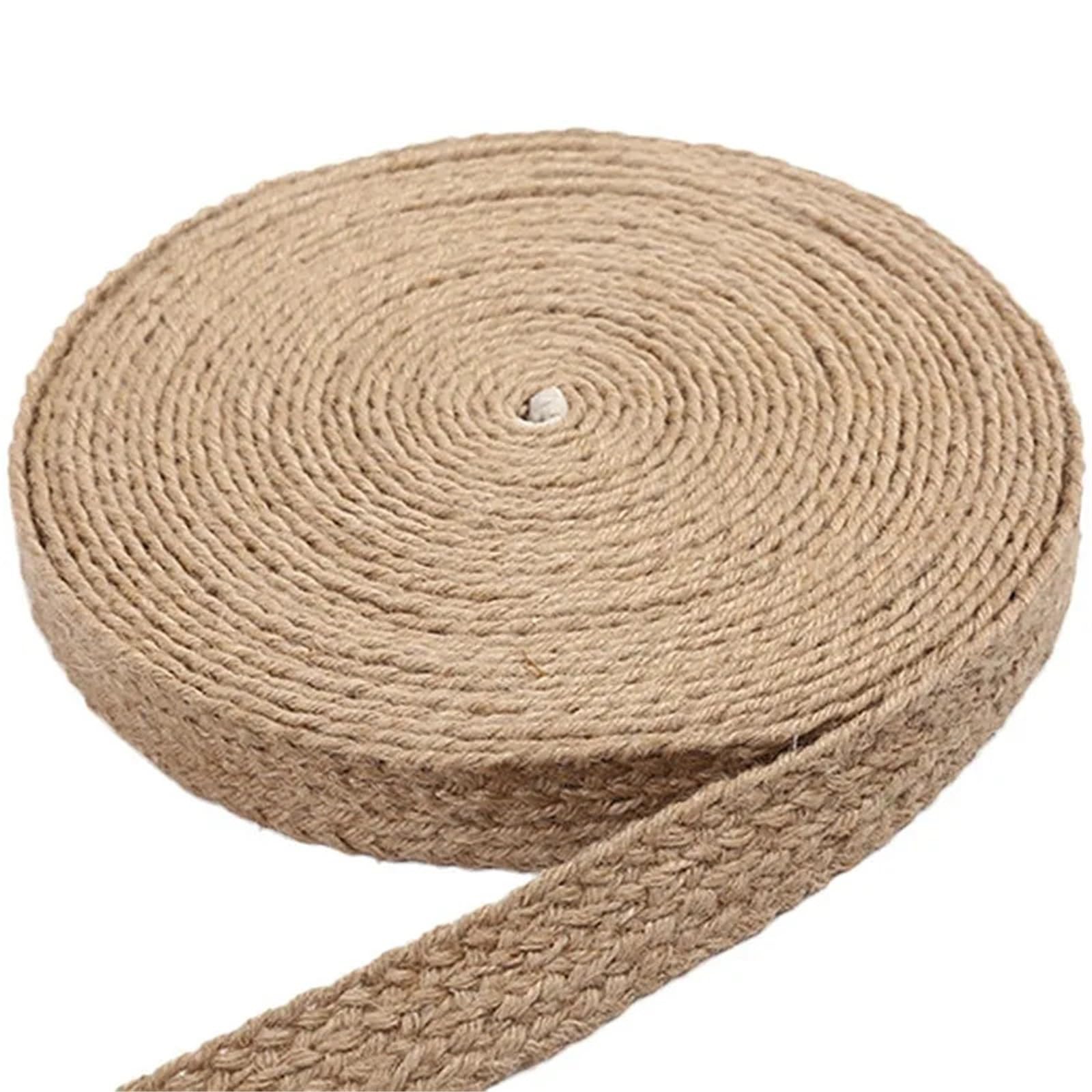 30 m x 15 mm Flache geflochtene Juteschnüre, Sackleinenband, Makramee, handgefertigt, DIY-Bastelbedarf, natürliches Hanfseil, Schnurschnur, Band for Heimdekoration Für Außenbereich