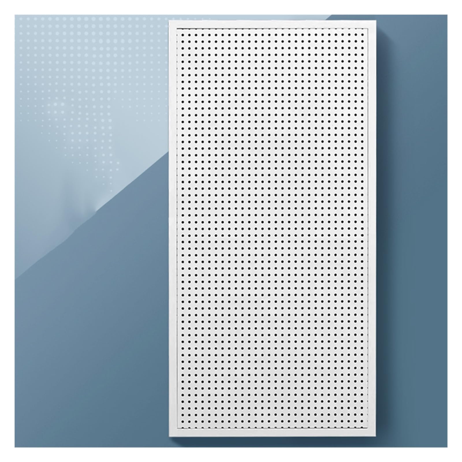 Pannello Forato in Metallo da Parete - 50x160 cm, Pannello espositivo Bianco con Ganci per Ufficio, Fai da Te, soluzioni per Artigianato, Officina e Magazzino