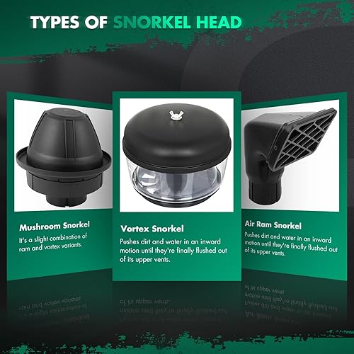 Miniatura 3 de SCITOO Air Ram admisión esnórquel Asamblea snorkel 3.5 "Cabeza Snorkel Copa de arena para la mayoría de los coches