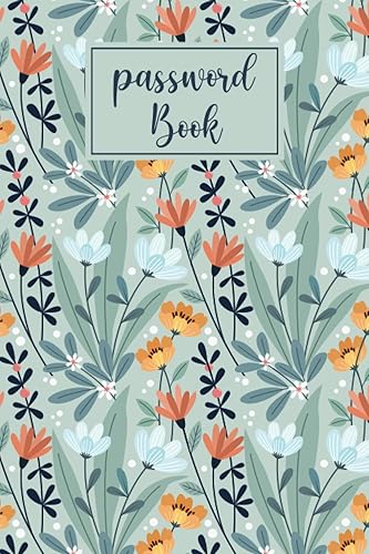 Password Book with Alphabetical tabs large print: password keeper logbook with alphabetized tabbed pages 6x9 | turquoise flowers website email address ... log book and internet password organizer
