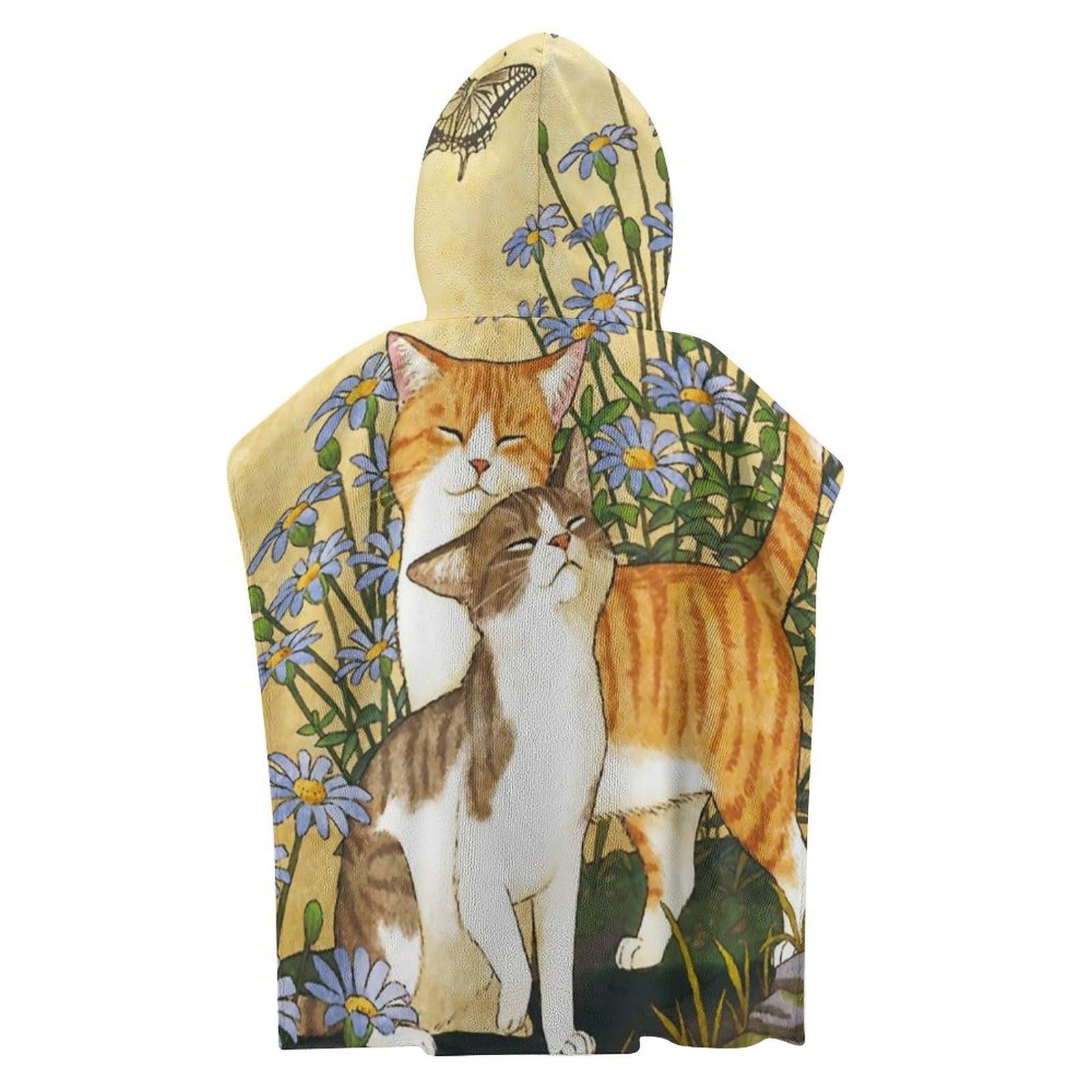 Amazon.co.jp: フード付きバスタオル 猫2匹 ネコ 菊 バスタオル