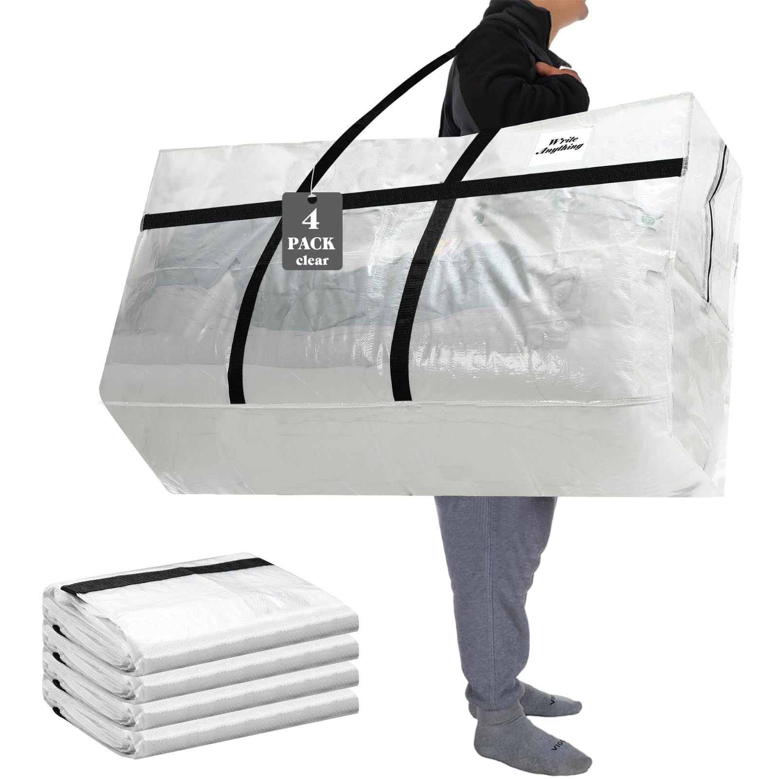 Windyun 4 Pack 57 Gallon Extra Large Moving Bags XXL Heavy Duty Storage Bag
