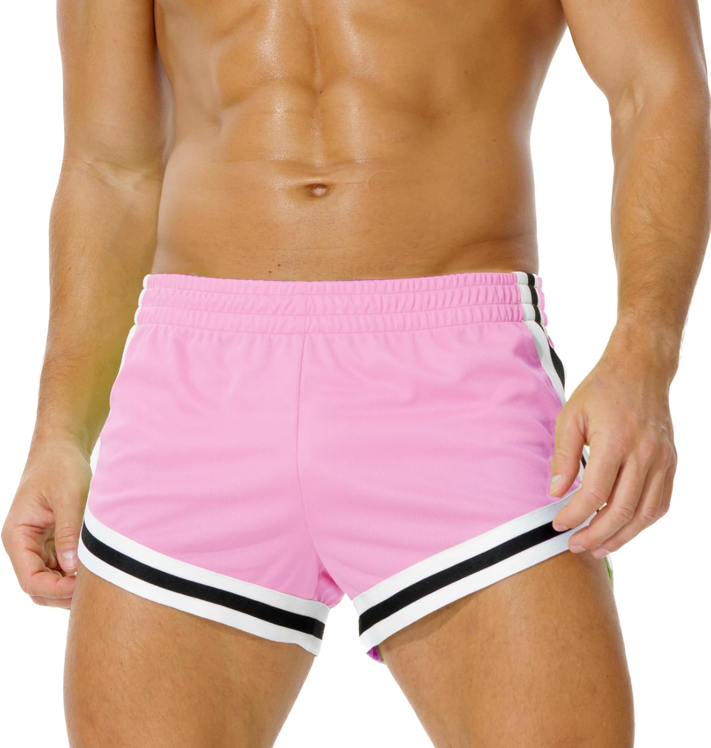 AIMPACT Men's Mesh Booty Shorts 3 Inch Lightweight Athletic Sportswear Gym Workout Retro Running Short Shorts