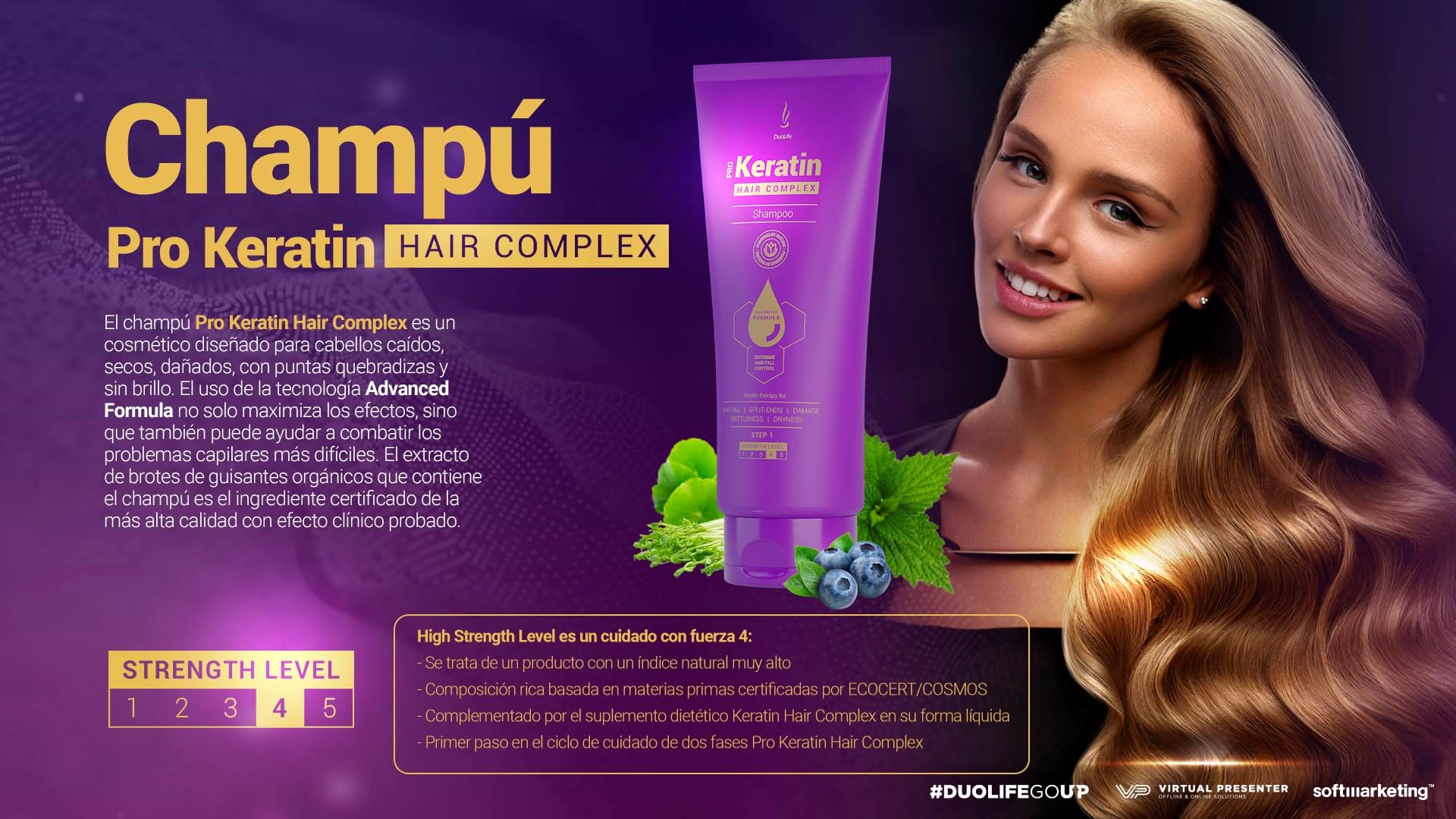 Duolife Keratin Hair Complex Shampoo 200ml,Szampon intensywnie pielęgnuje włosy, nawet słabe włosy i tendencję do wypadania, nawilża, poprawia elastyczność i zwiększa wytrzymałość